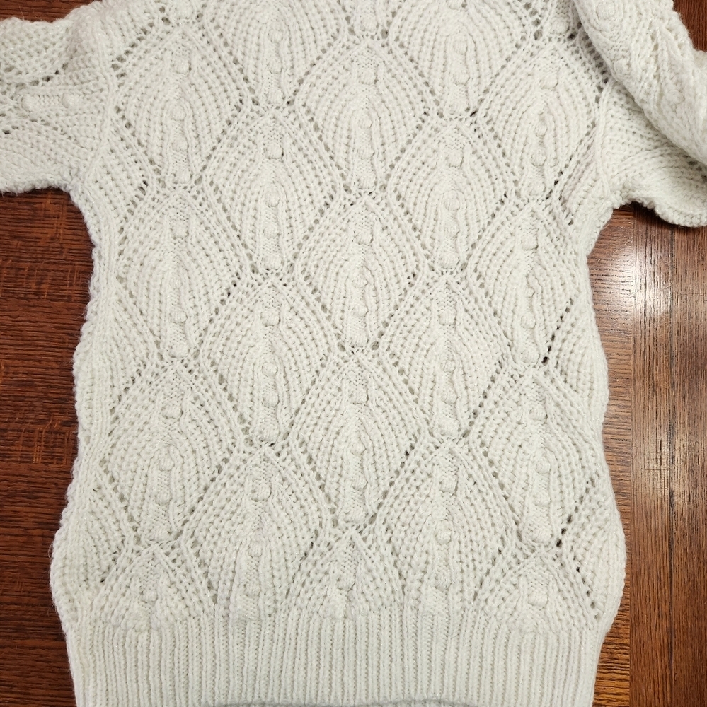 A New Day white Turtle Neck open knit sweater size small - Picture 6 of 16